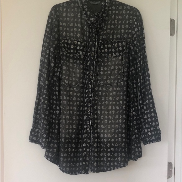 AMO Skull distressed Denim oversized blouse - Picture 4 of 10